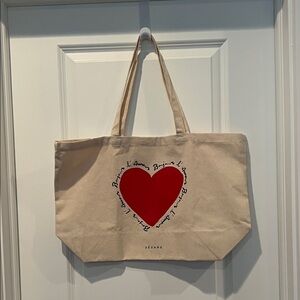 Sezane Heart Canvas Tote